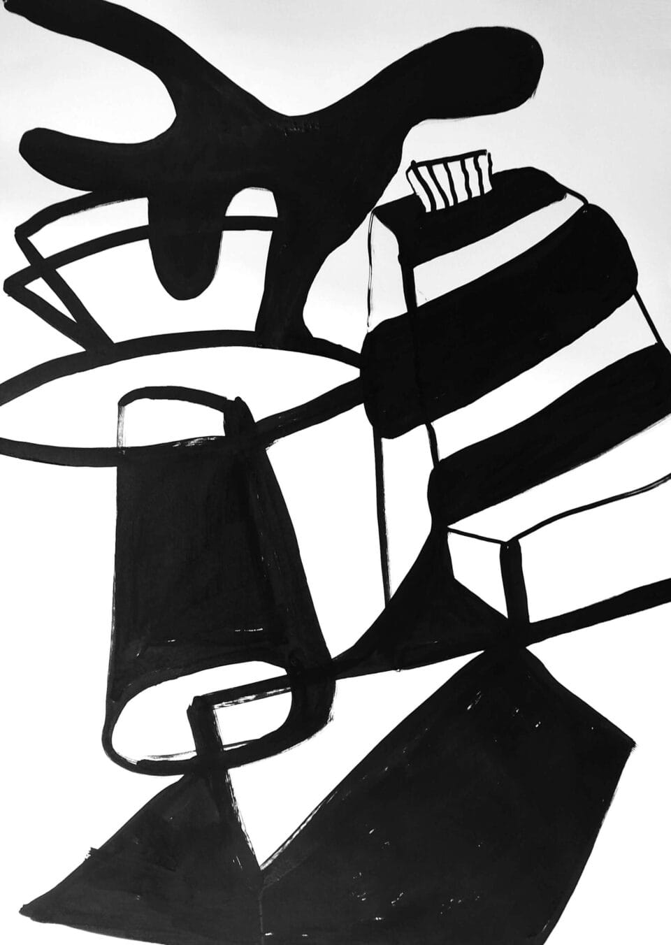Poignet cassé (01), encre de chine sur papier, 70 x 50 cm, 2021