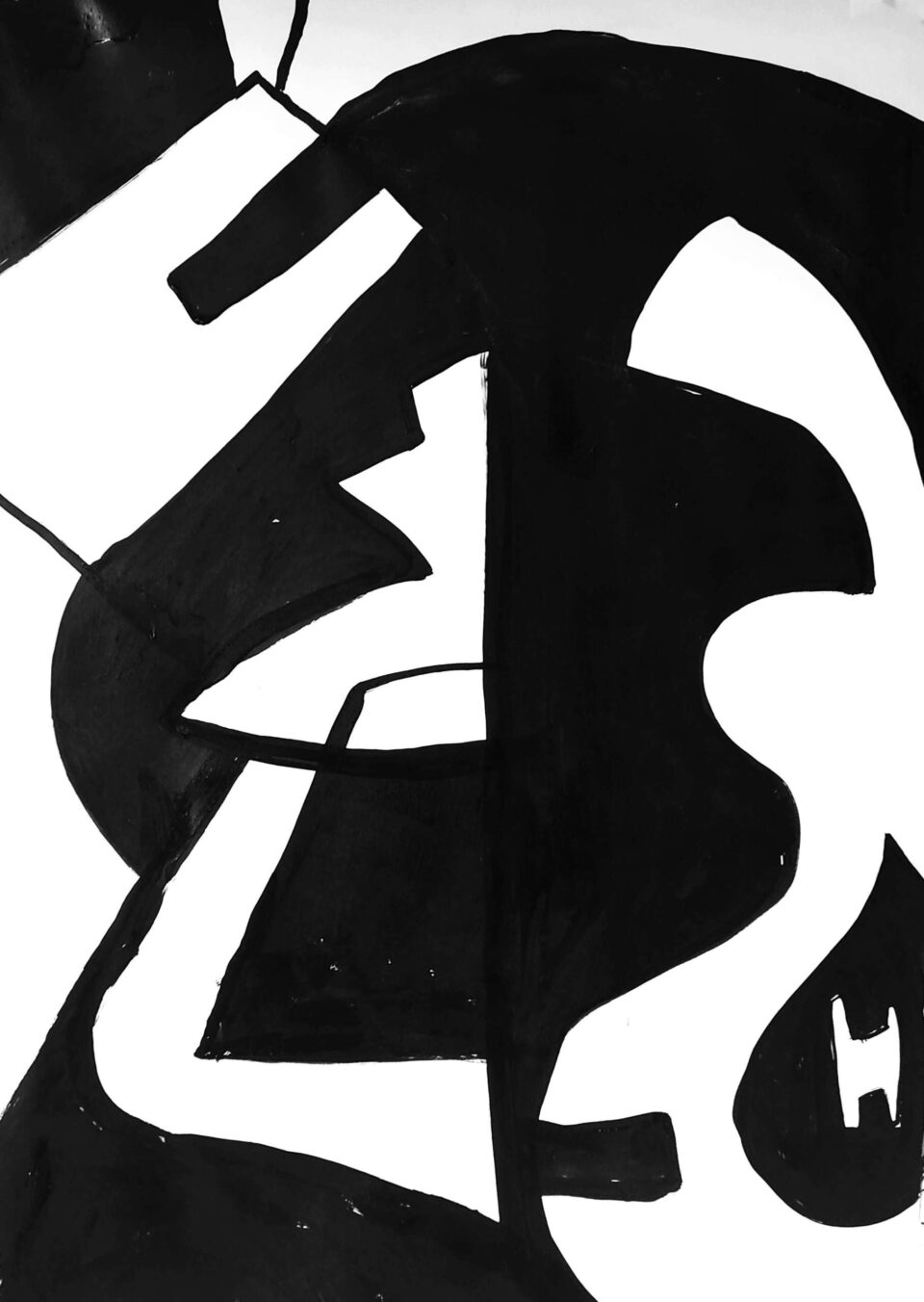 Poignet cassé (02), encre de chine sur papier, 70 x 50 cm, 2021