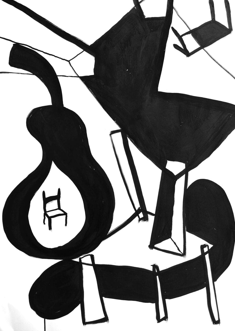 Poignet cassé (03), encre de chine sur papier, 70 x 50 cm, 2021