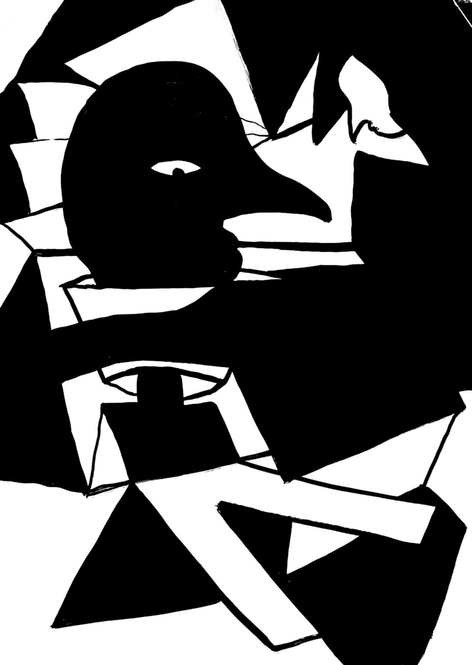 Poignet cassé (06), encre de chine sur papier, 70 x 50 cm, 2021