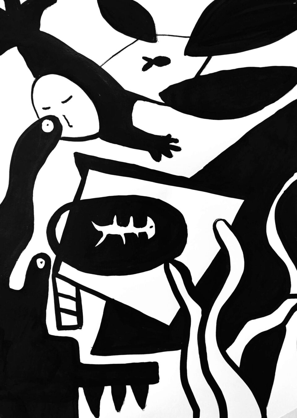 Poignet cassé (07), encre de chine sur papier, 70 x 50 cm, 2021