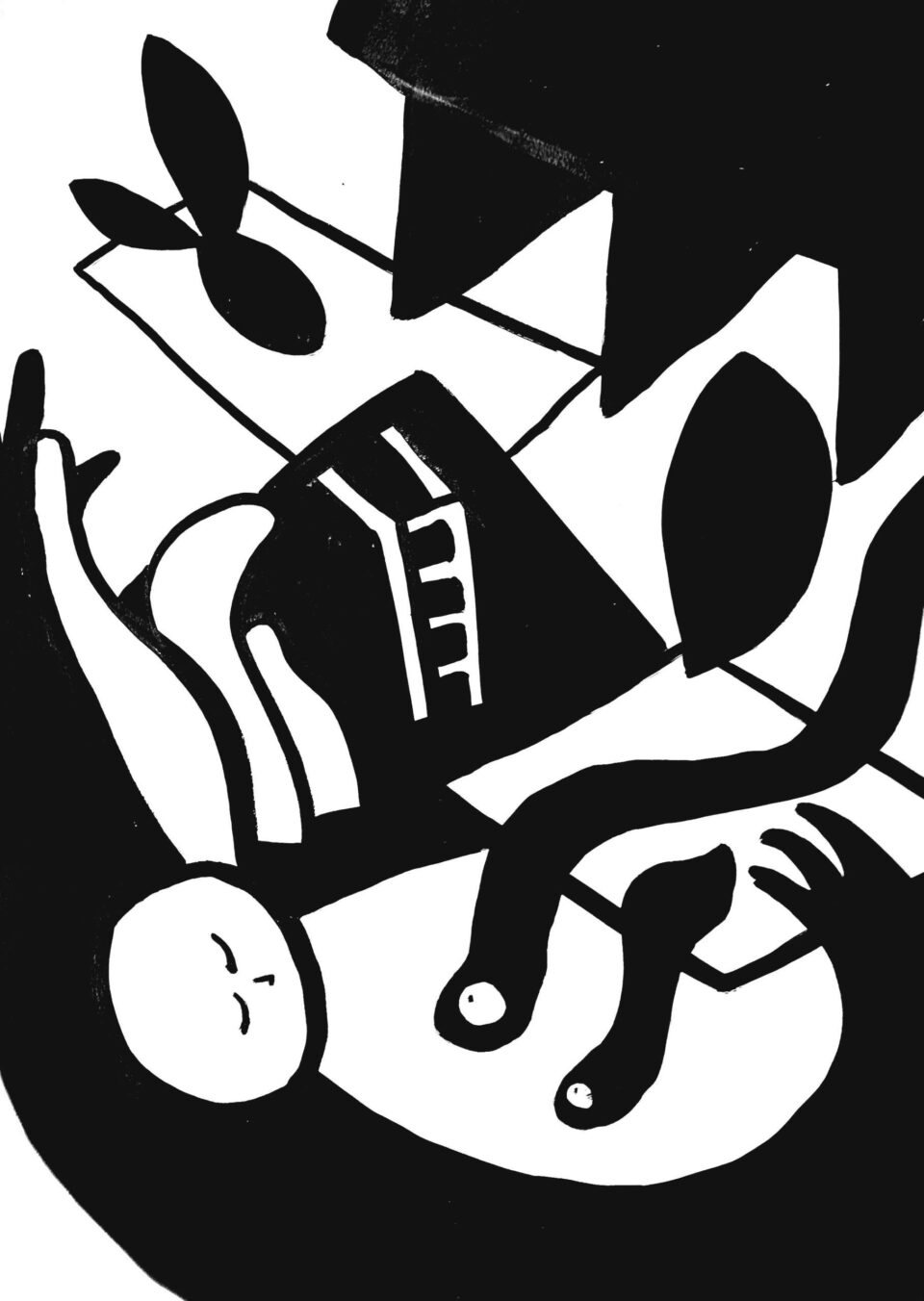 Poignet cassé (08), encre de chine sur papier, 70 x 50 cm, 2021