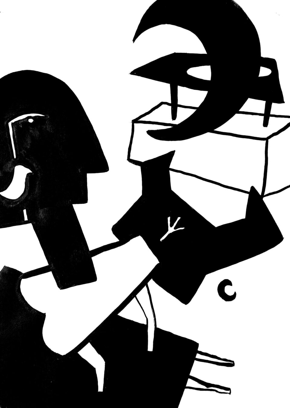 Poignet cassé (10), encre de chine sur papier, 70 x 50 cm, 2021