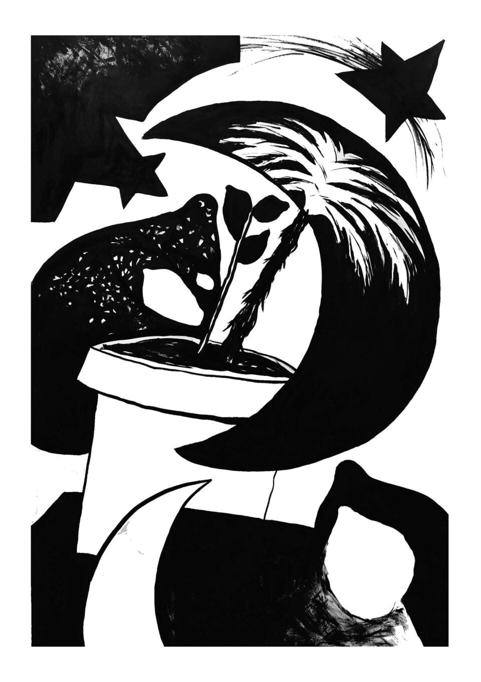 Poignet cassé (11), encre de chine sur papier, 150 x 112 cm, 2021