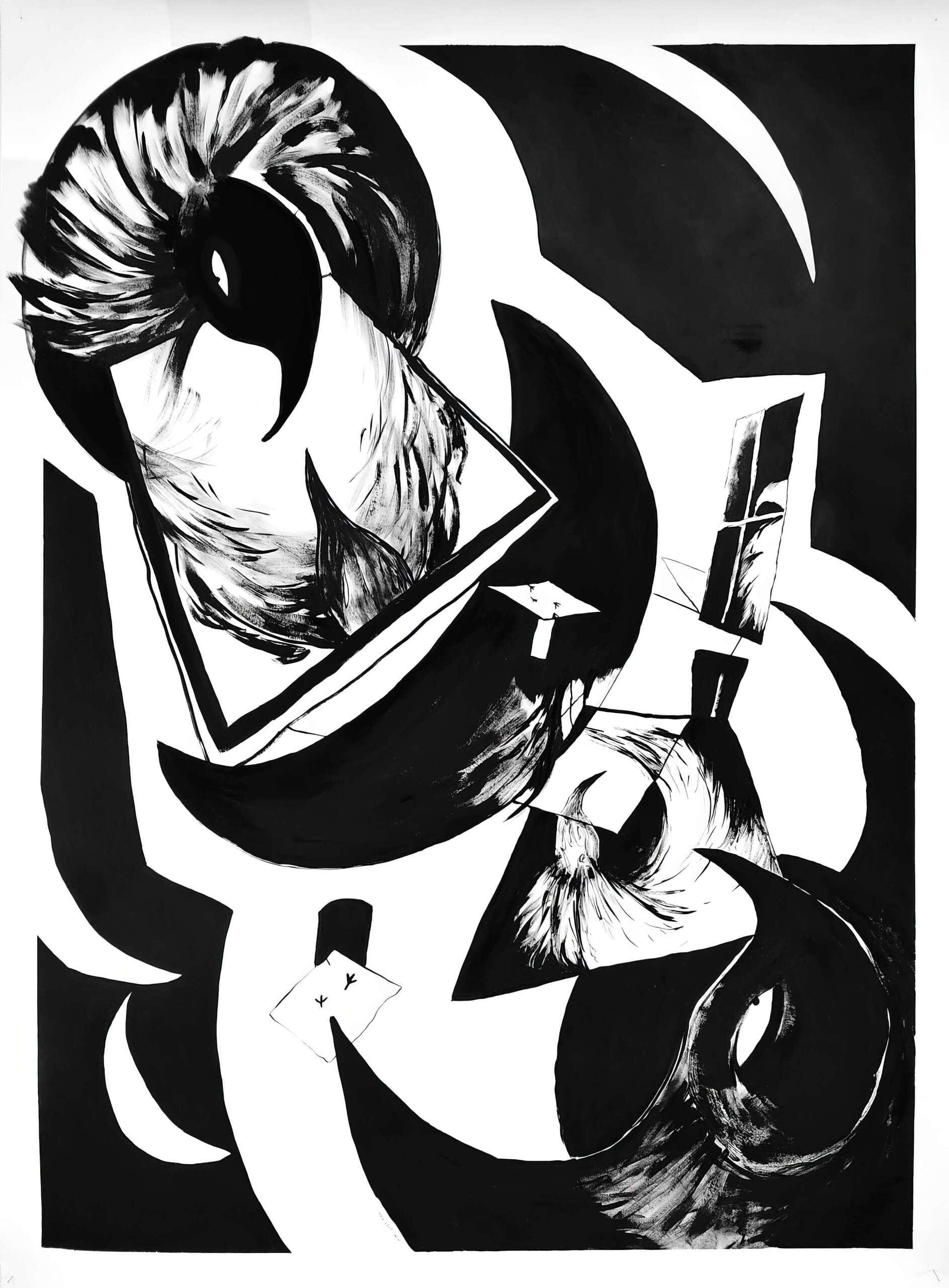 Wazo (01), encre de chine et gouache sur papier, 152 x 113 cm, 2022