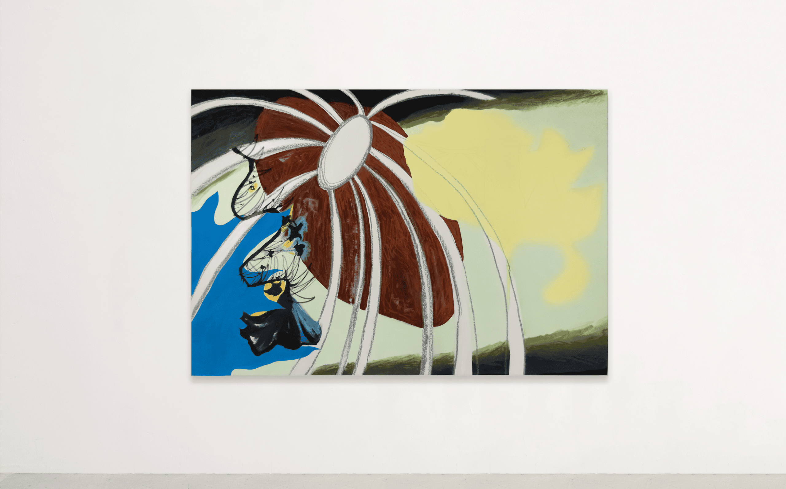 L’araignée qui brille, 2024
Acrylique, pastel à l’huile et vernis sur toile
89 x 130 x 2 cm