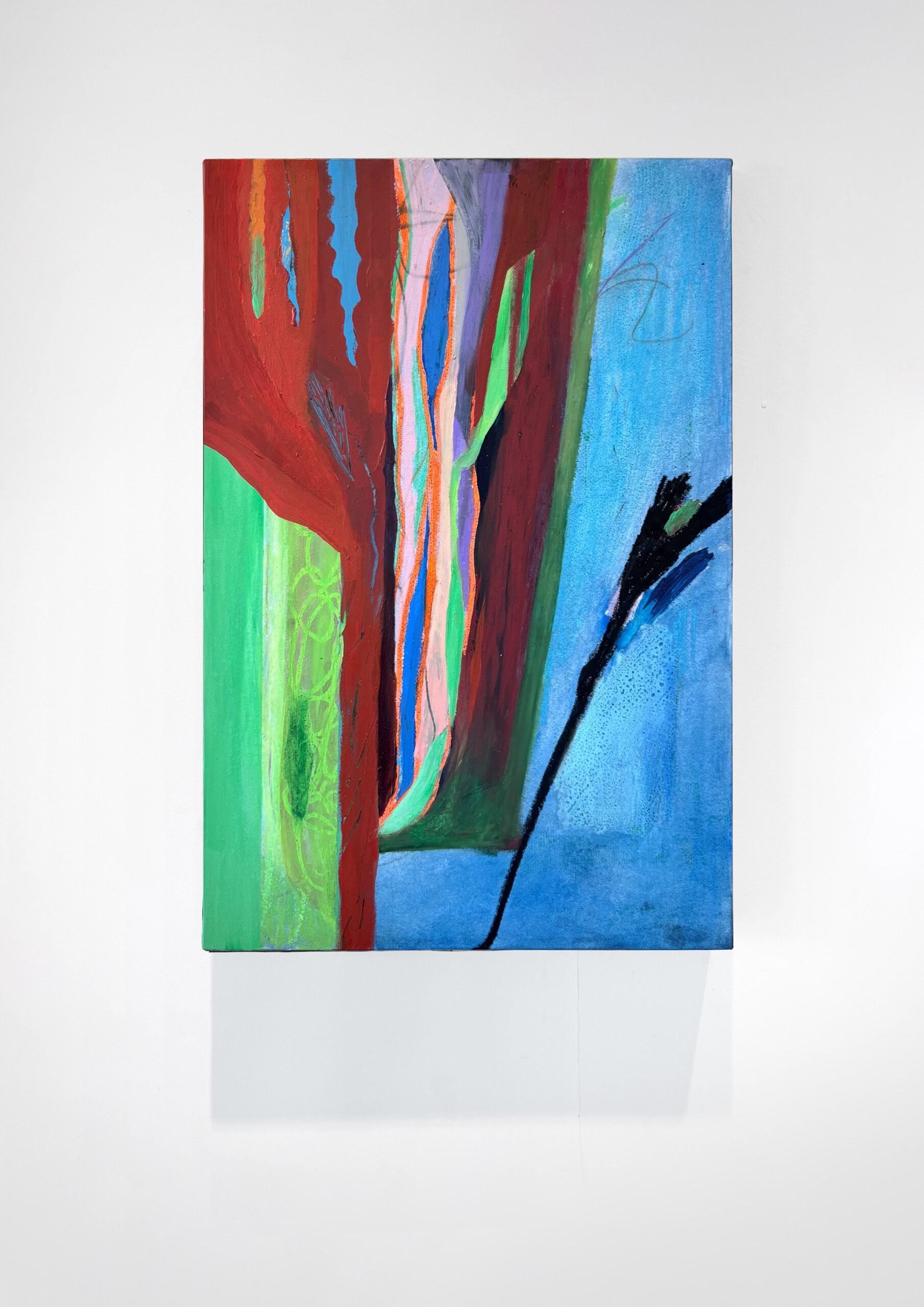 The Falling tree, 2024
Korean pigment, oil pastels on paper mounted on woodboard
41 x 27,7 x 2,5 cm