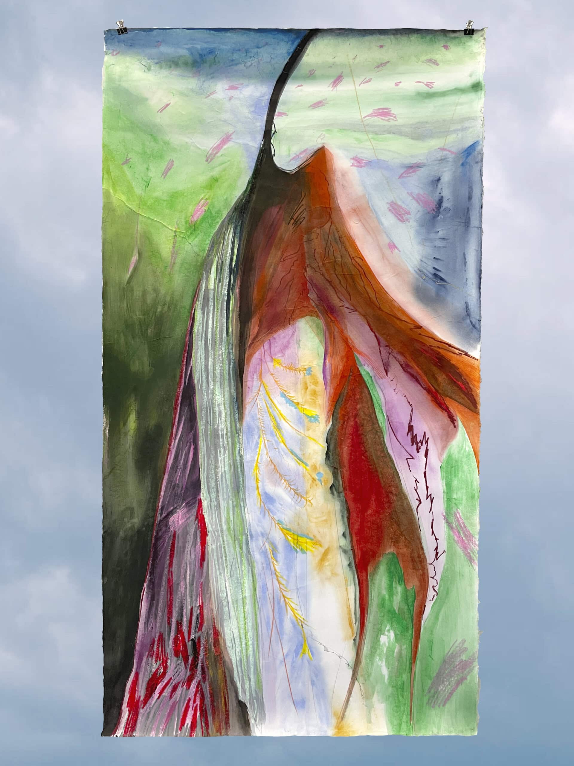 Pollen, 2024
Korean pigment, oil pastels on Hanji paper
144 x 76 cm
Unique artwork